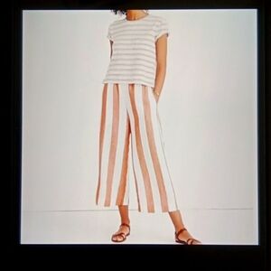 Madewell Huston Pull On Ankle Crop Pants Linen Viscose Blend Vacation Small